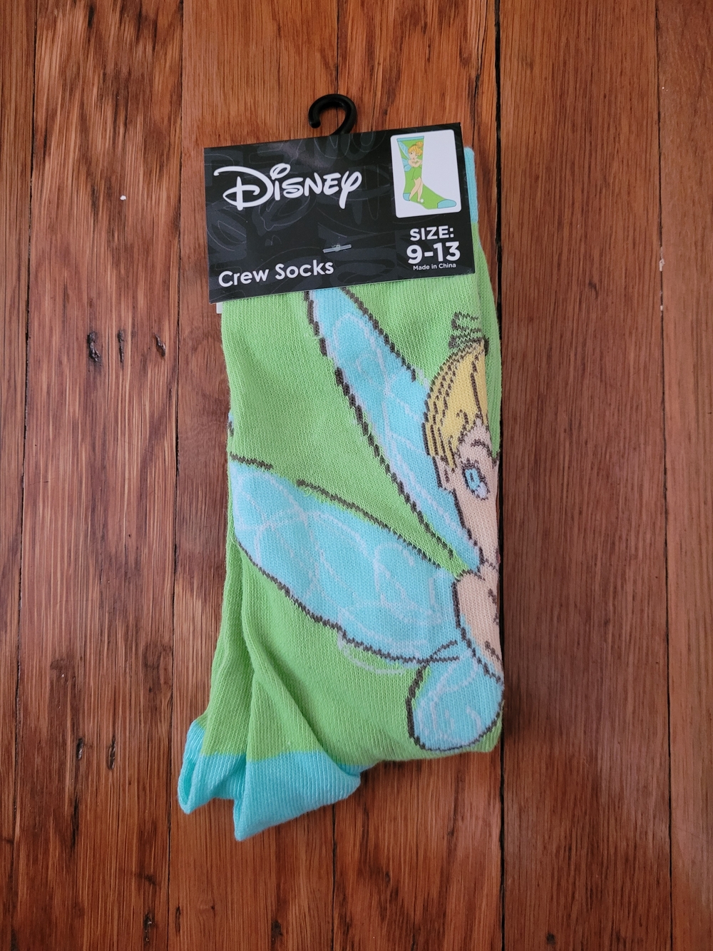 Disney TinkerBell Crew Socks Size 9-13 NWT Peter Pan NEW with Tags Tinker Bell
